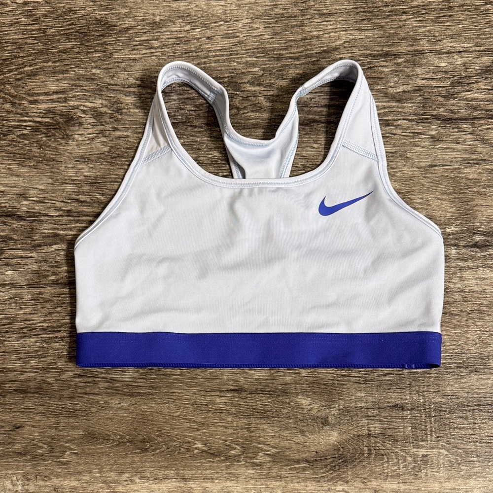 Nike Light Blue Sports Bra with Royal Blue Trim and Swoosh